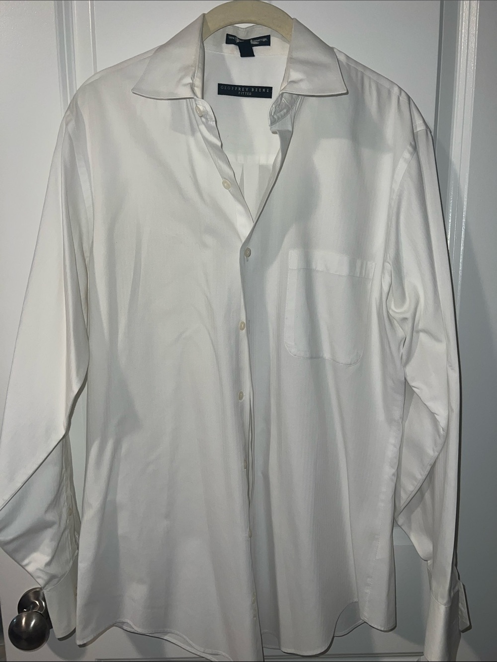 Geoffrey Beene White Men's Long-Sleeve Dress Shirt